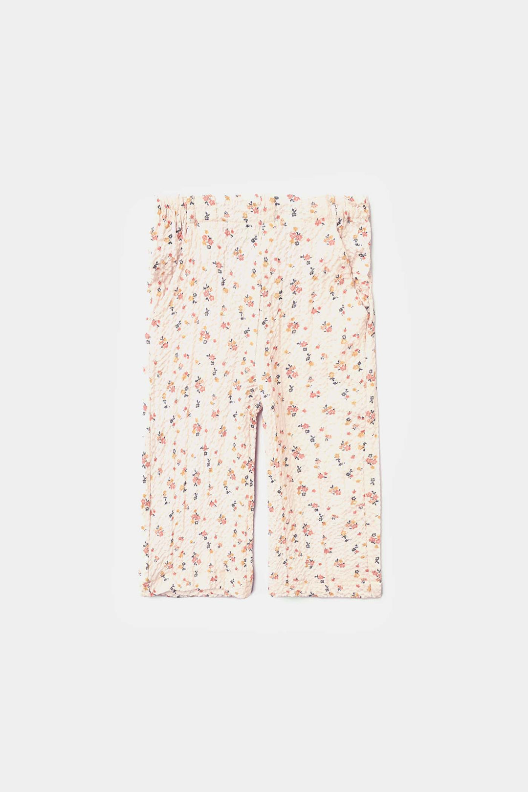 Infant Girls Crinkle Co-ord Set Tiny Flowers-OFF-White