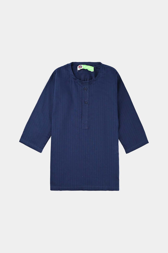 Infant Boys Jacquard Basic Kurta-NAVY