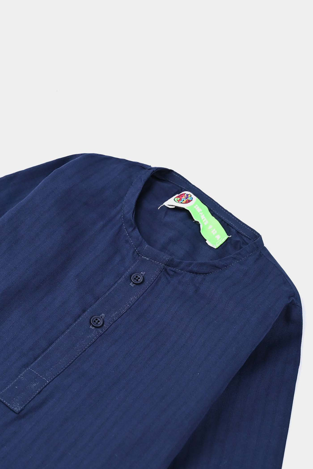 Infant Boys Jacquard Basic Kurta-NAVY