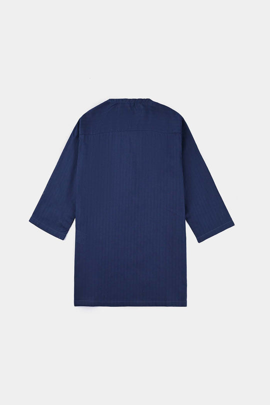 Infant Boys Jacquard Basic Kurta-NAVY