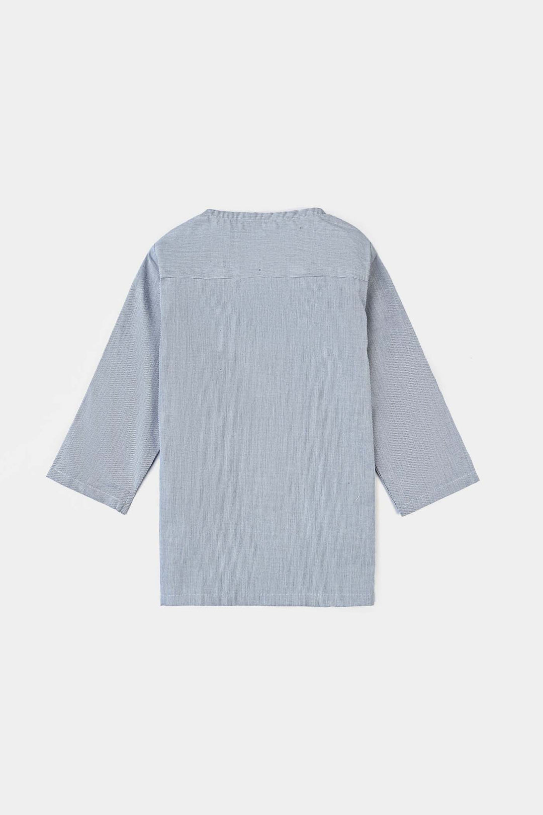 Infant Boys Yarn Dyed Shalwar Suit (Ban Collar)-Grey Stripe