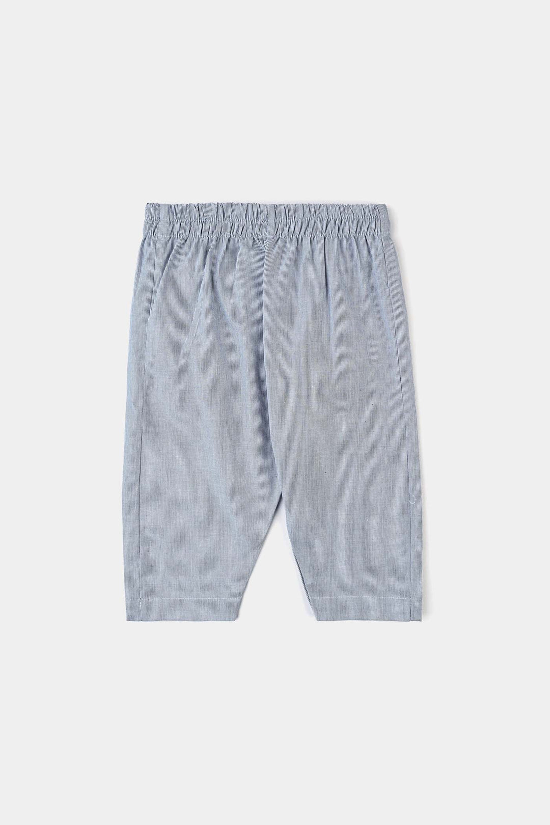 Infant Boys Yarn Dyed Shalwar Suit (Ban Collar)-Grey Stripe