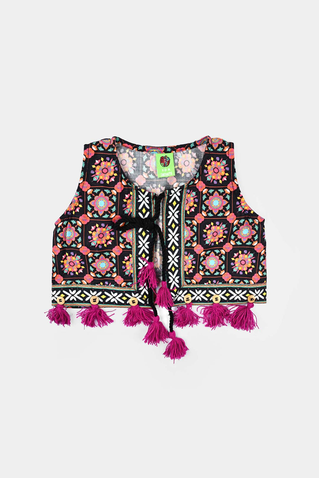 Infant Girls Cotton Printed 3Pcs Dhanak-Multi