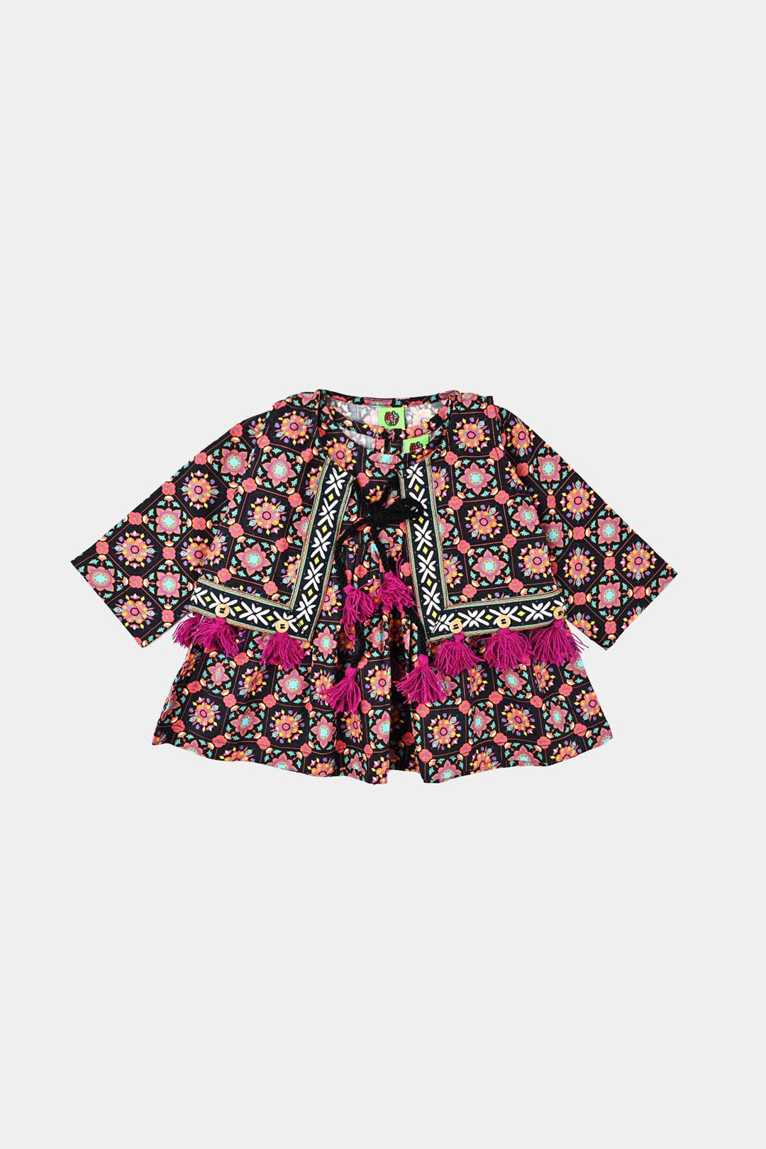 Infant Girls Cotton Printed 3Pcs Dhanak-Multi