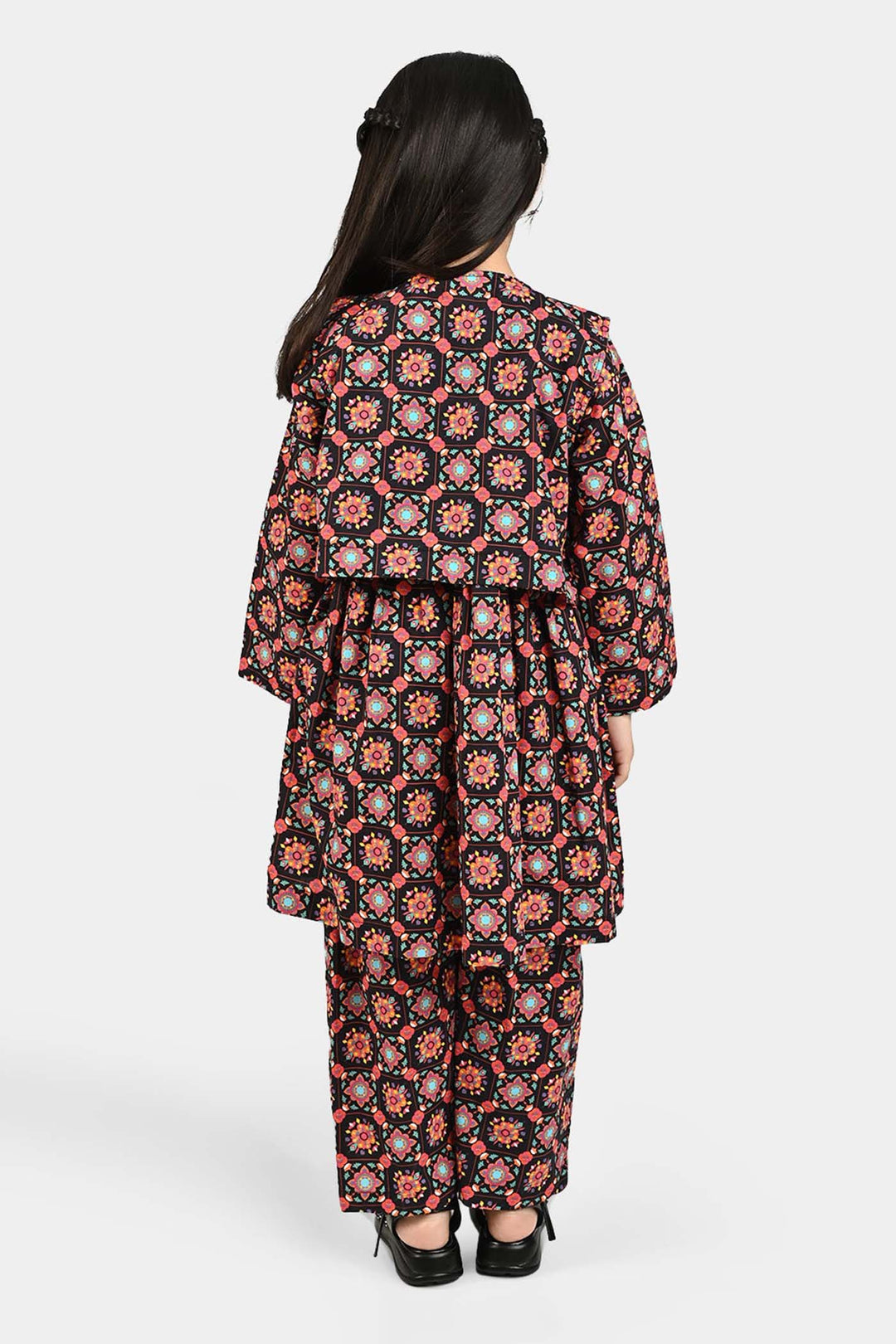 Girls Cotton Printed 3Pcs Dhanak-Multi