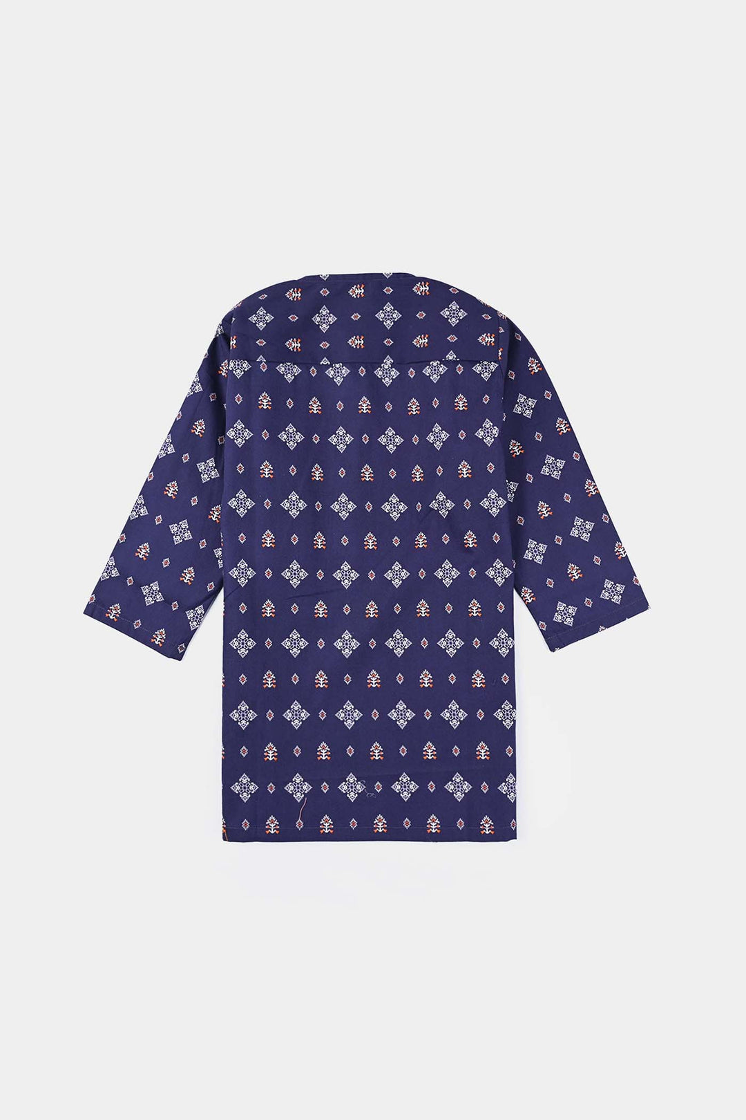 Infant Boys Cotton Printed Kurta (Tribal Motif)-Blue