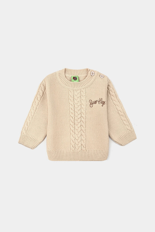 Infant Boys Acrylic Suit-Bear Hug-BEIGE