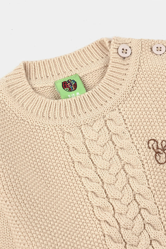 Infant Boys Acrylic 3PC Set-Bear Hug - BEIGE