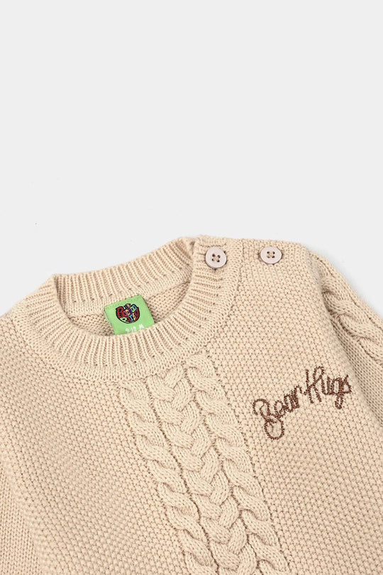 Infant Boys Acrylic Suit-Bear Hug-BEIGE