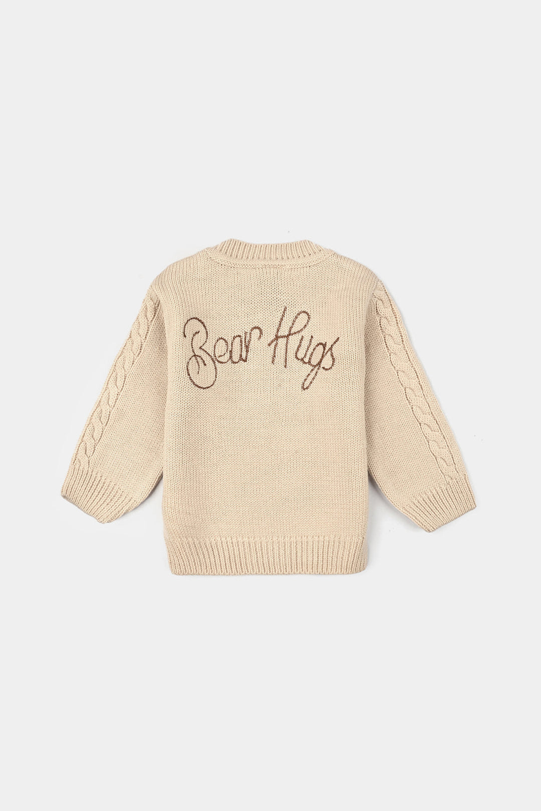 Infant Boys Acrylic 3PC Set-Bear Hug - BEIGE