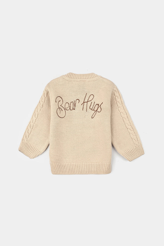 Infant Boys Acrylic 3PC Set-Bear Hug - BEIGE