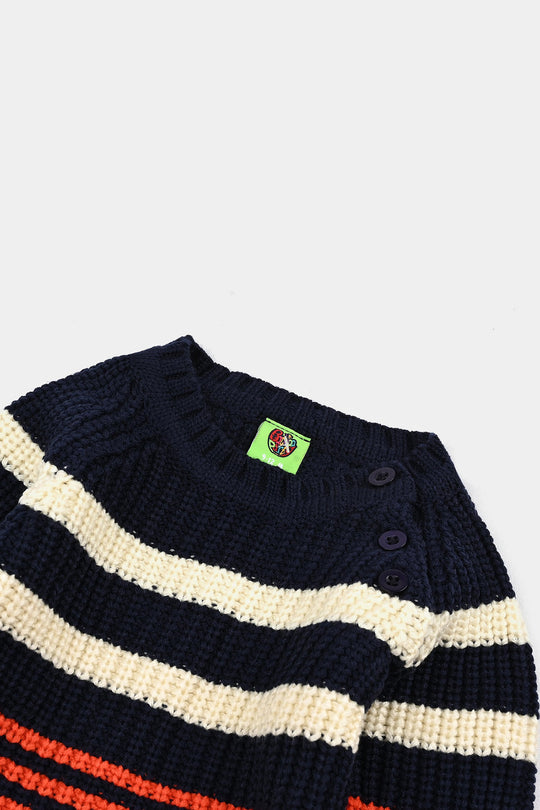 Infant Boys Acrylic Suit-Stripe Fusion-Navy.Rust