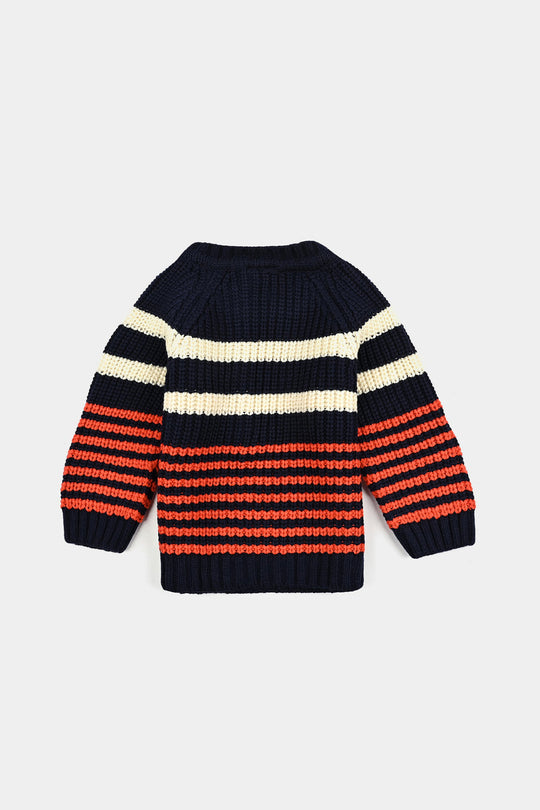 Infant Boys Acrylic Suit-Stripe Fusion-Navy.Rust