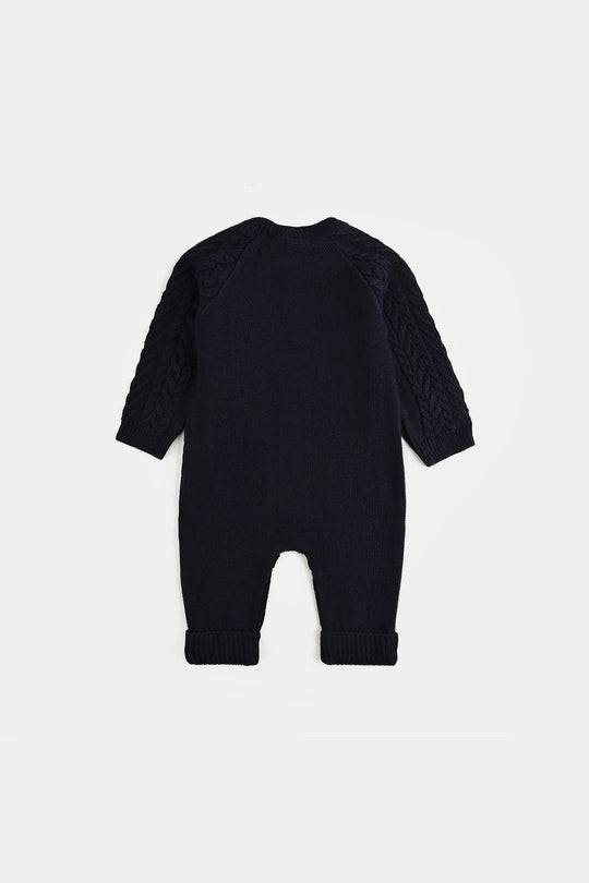 Infant Boys Acrylic Romper-Cabling - NAVY