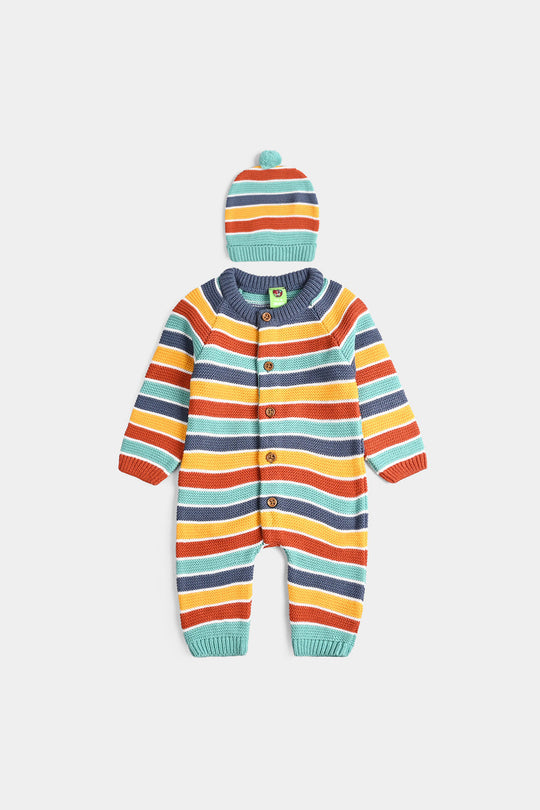 Infant Boys Acrylic Romper-Multi Stripe