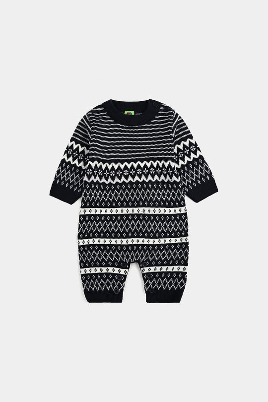 Infant Boys Acrylic Romper-Trible - Navy White