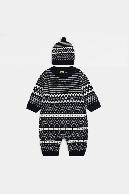 Infant Boys Acrylic Romper-Trible - Navy White