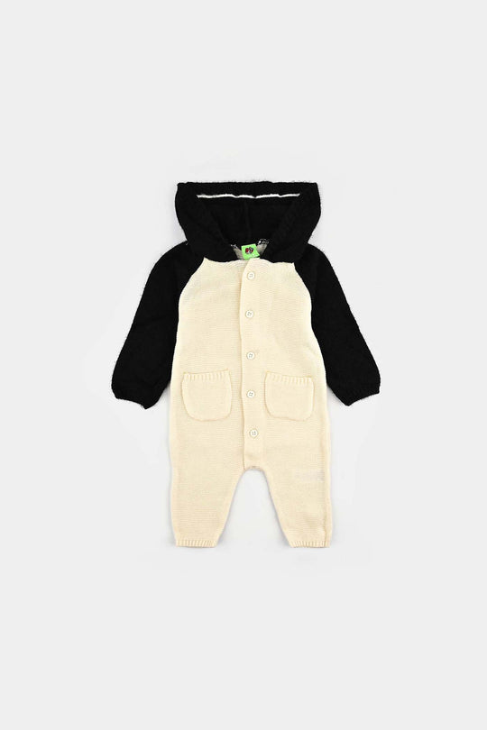 Infant Boys Feather-Acrylic Romper-Penguin-Black/White