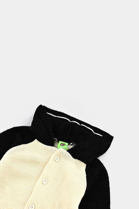 Infant Boys Feather-Acrylic Romper-Penguin-Black/White