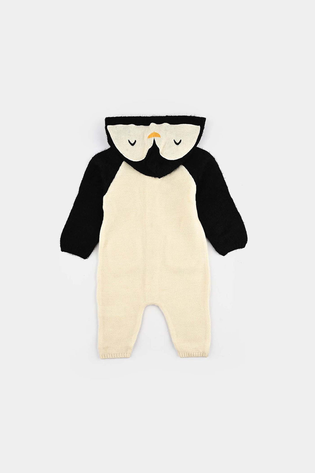 Infant Boys Feather-Acrylic Romper-Penguin-Black/White