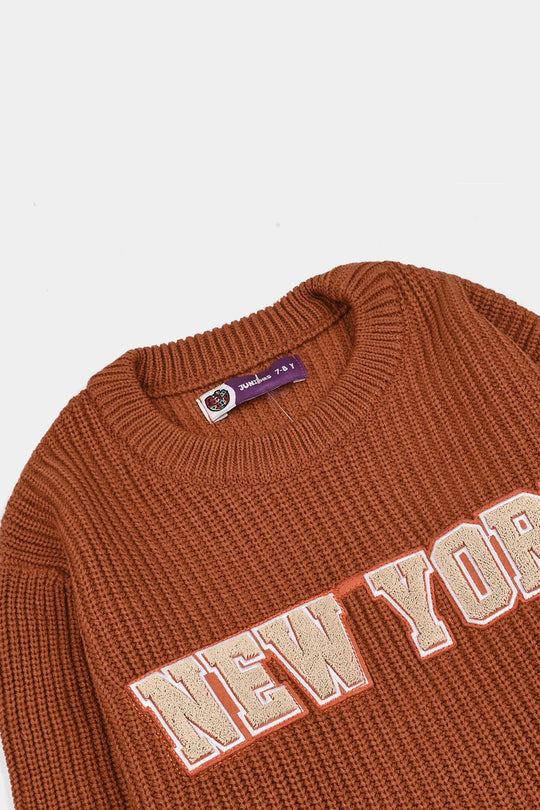 Boys Feather-Acrylic Sweater-New York-BROWN