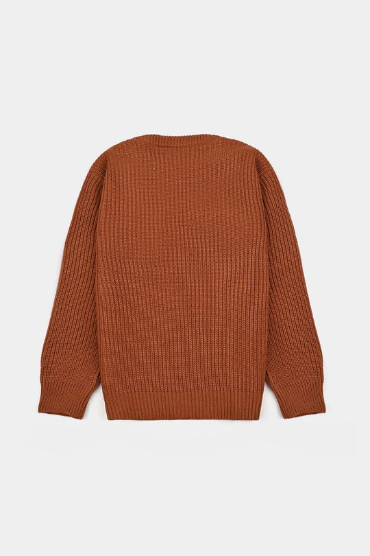 Boys Feather-Acrylic Sweater-New York-BROWN