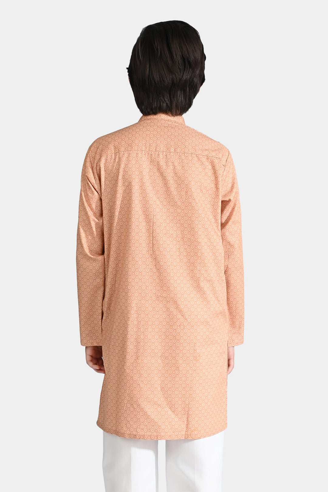 Boys Cotton Printed Kurta (Ethnic)-BEIGE