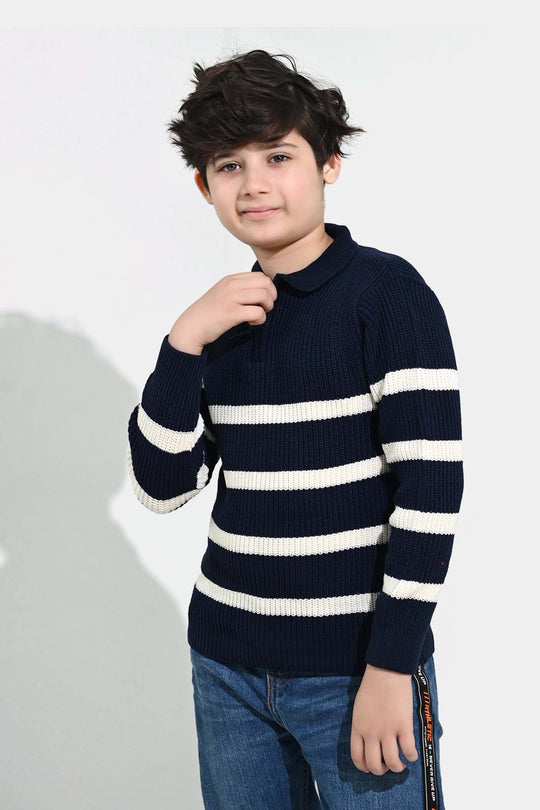 Boys Acrylic Sweater-Greece - Teal.Blue