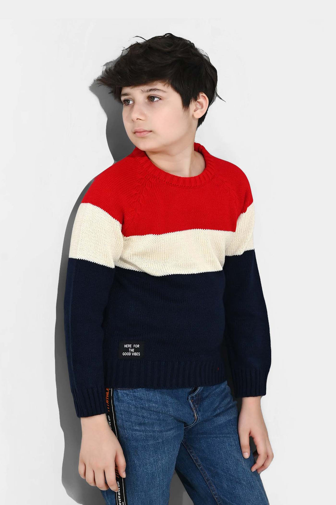 Boys Acrylic Sweater-Electric - Multi