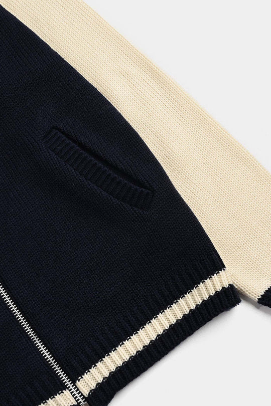 Boys Acrylic Sweater-Navy White