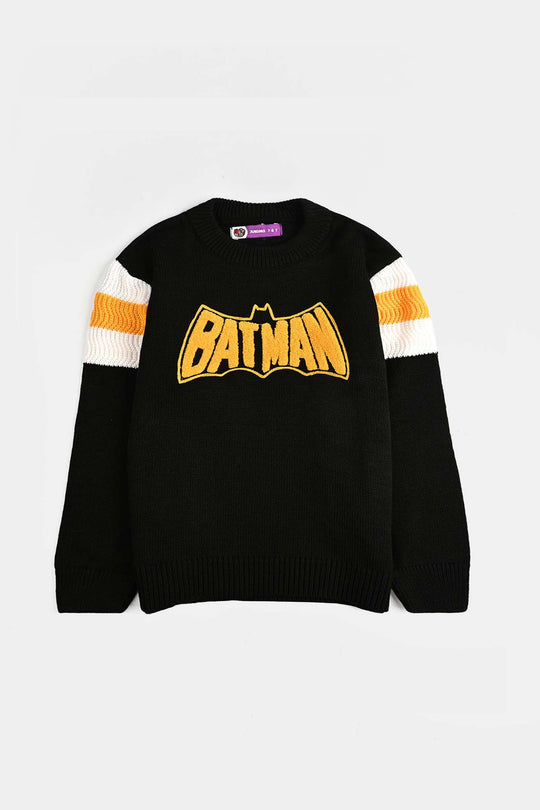 Boys Acrylic Sweater Character-Black/Yellow