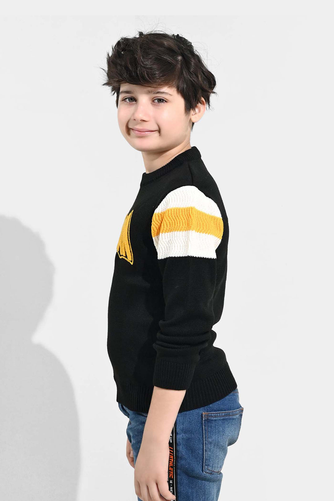 Boys Acrylic Sweater Character-Black/Yellow