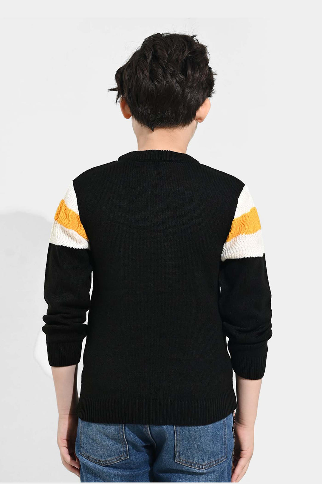 Boys Acrylic Sweater Character-Black/Yellow