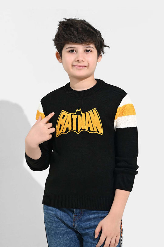 Boys Acrylic Sweater Character-Black/Yellow