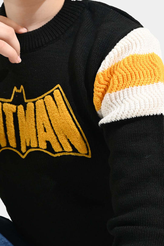 Boys Acrylic Sweater Character-Black/Yellow