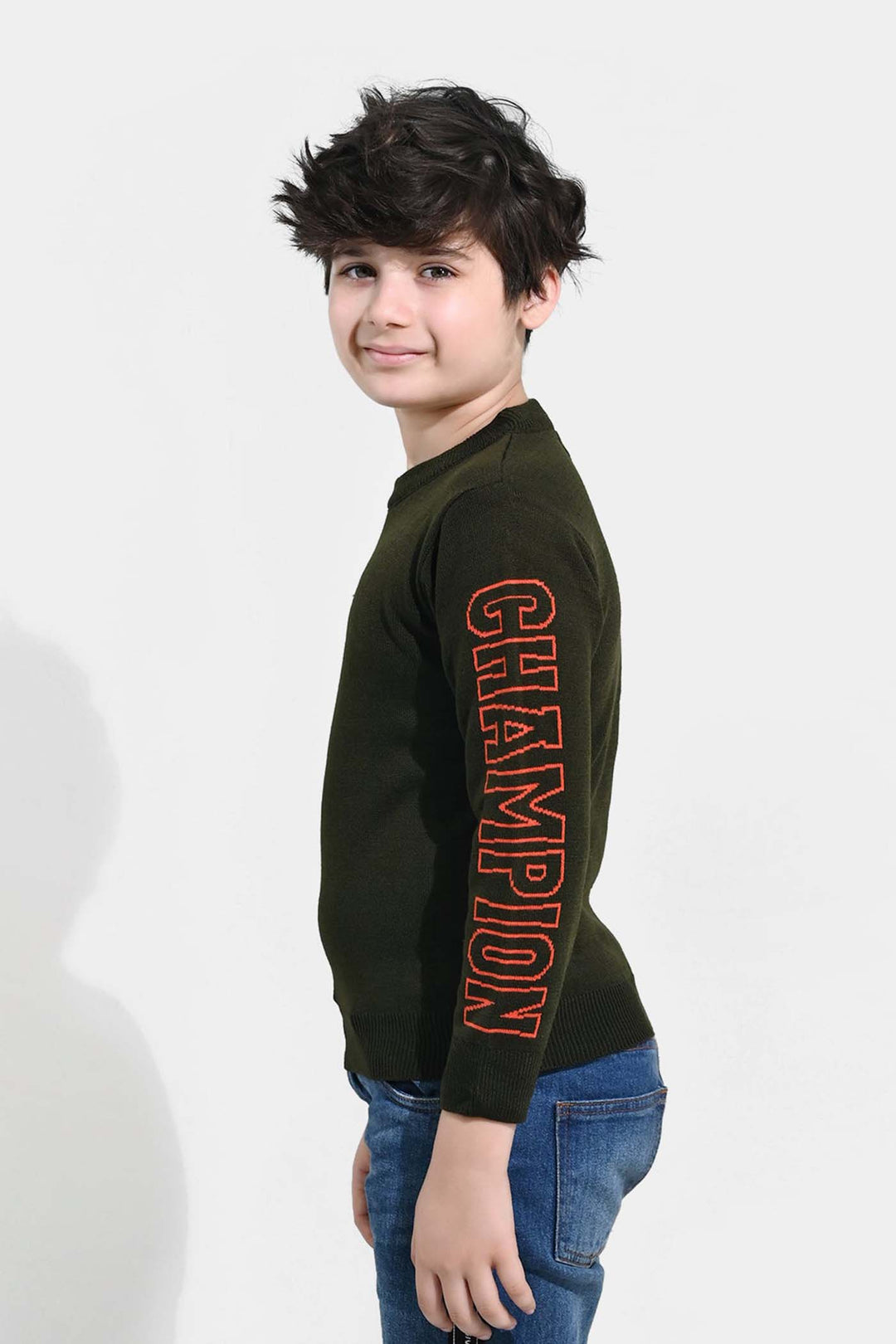 Boys Acrylic Sweater-Champion-GREEN
