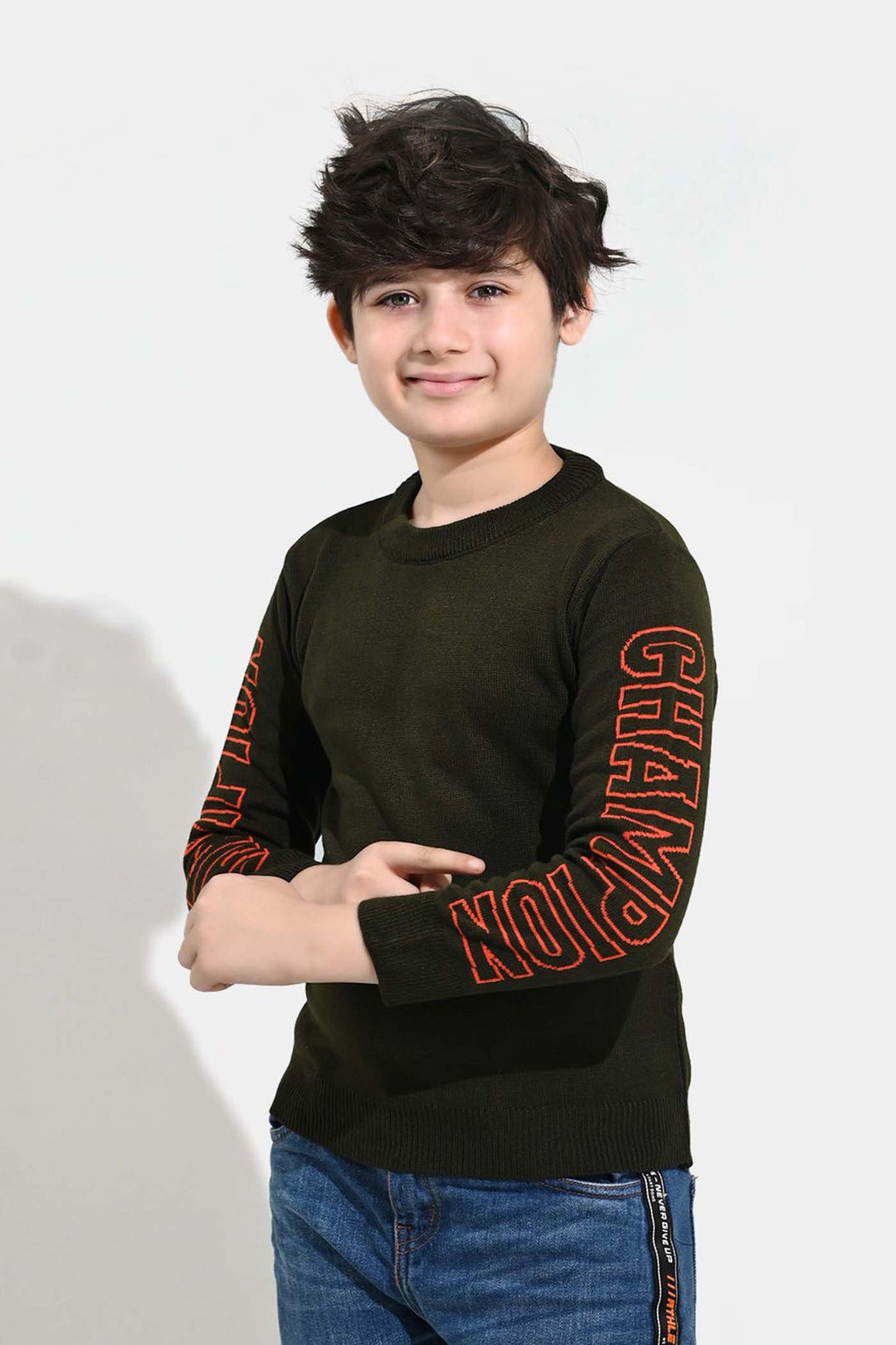 Boys Acrylic Sweater-Champion-GREEN