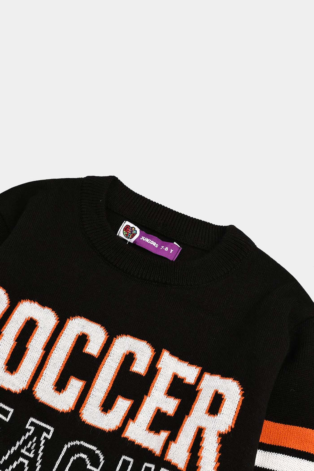 Boys Acrylic Sweater-Soccer-Blk.Orange