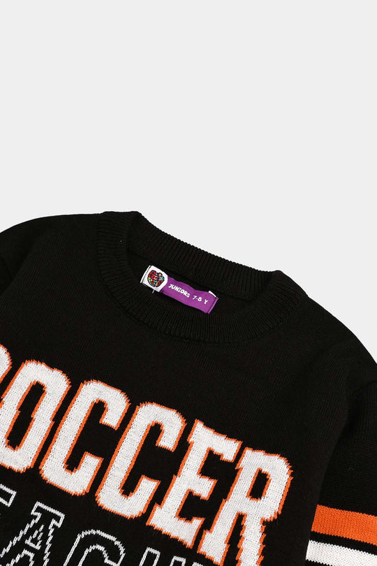 Boys Acrylic Sweater-Soccer-Blk.Orange