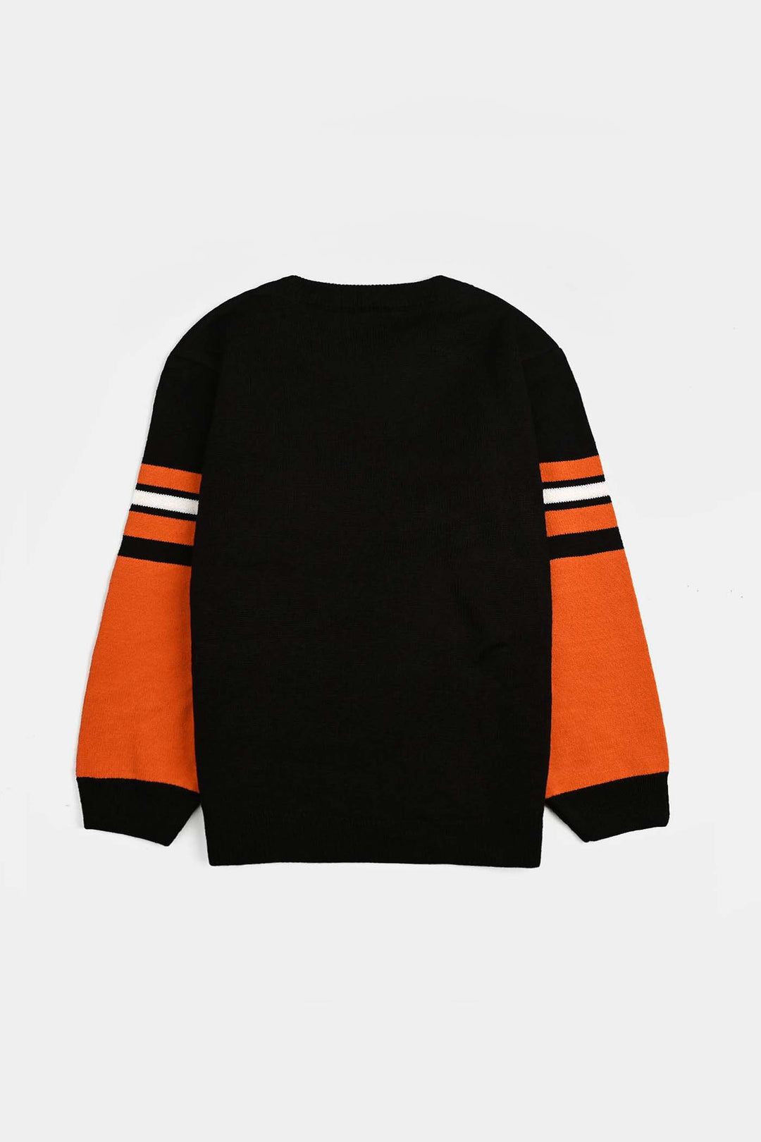 Boys Acrylic Sweater-Soccer-Blk.Orange