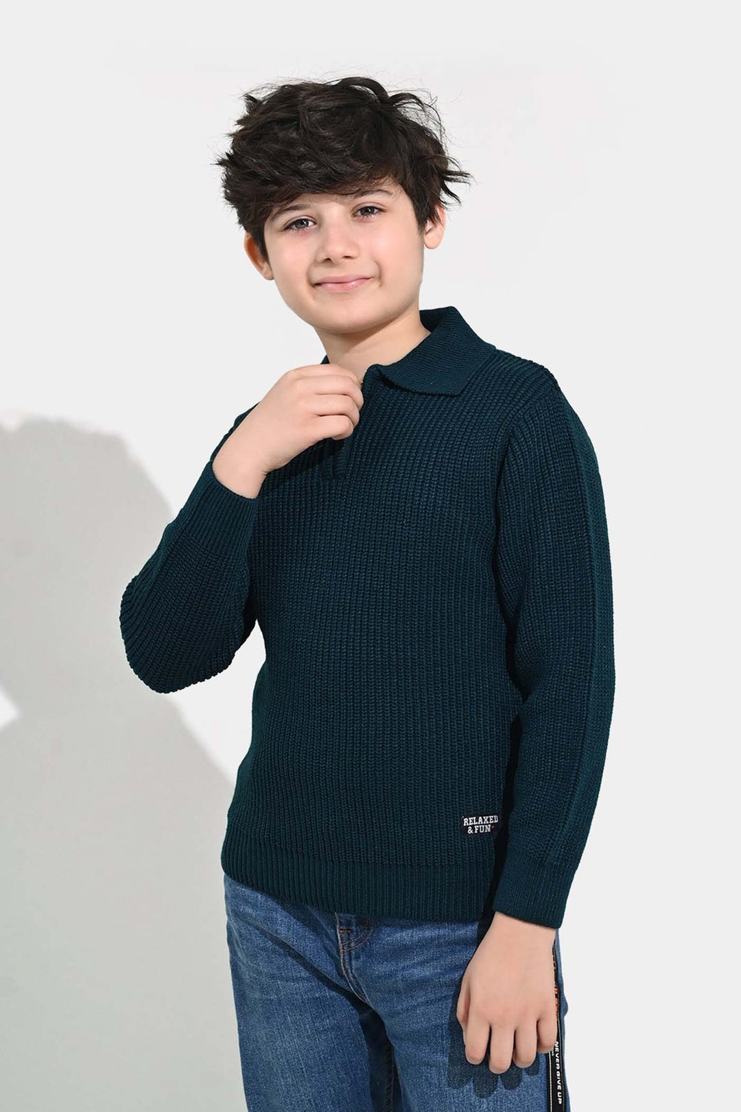Boys Acrylic Sweater-Crystal Teal - Teal