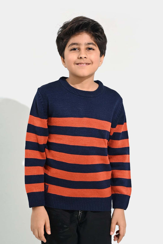 Boys Acrylic Sweater-Marmalade-Rust.Navy