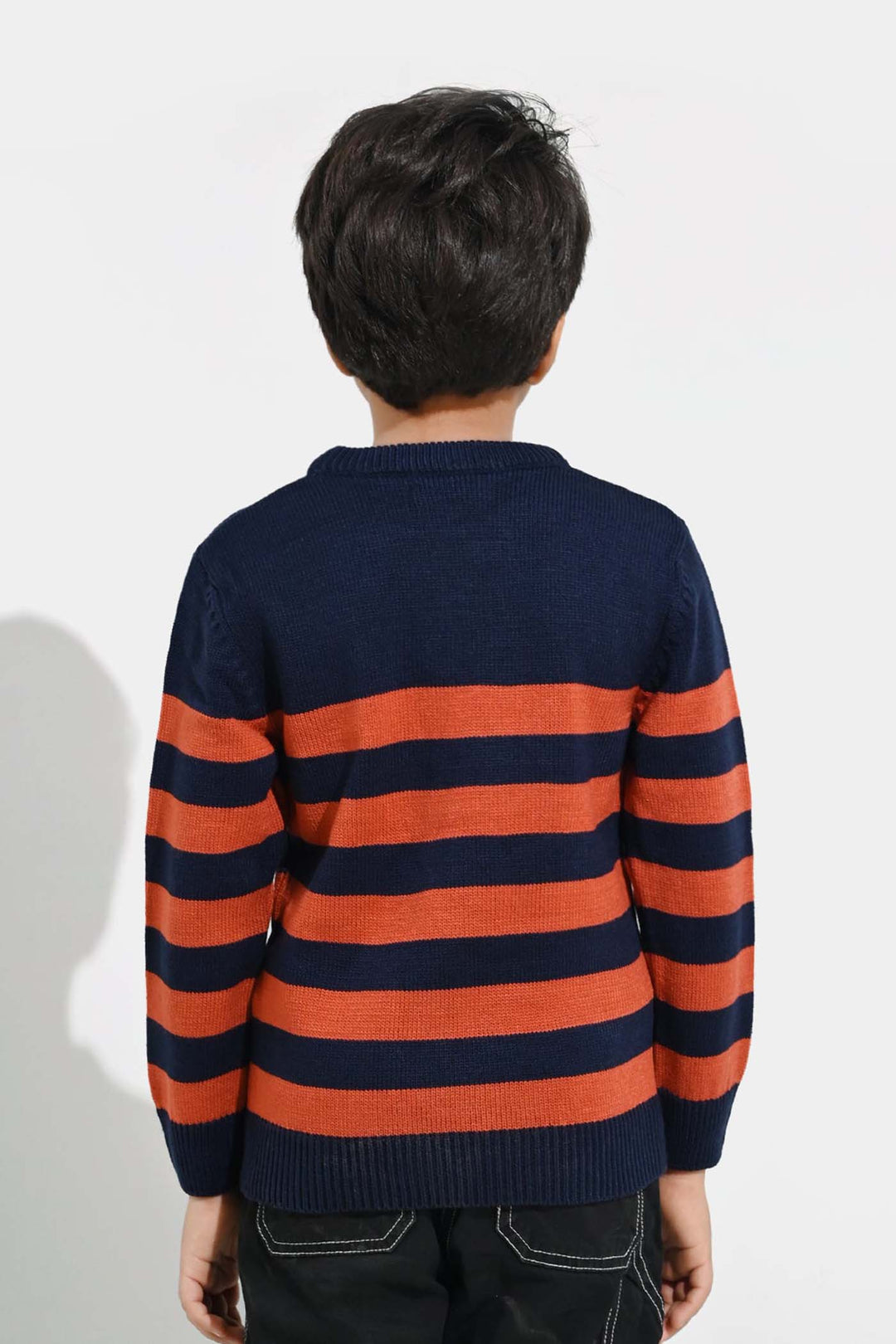 Boys Acrylic Sweater-Marmalade-Rust.Navy