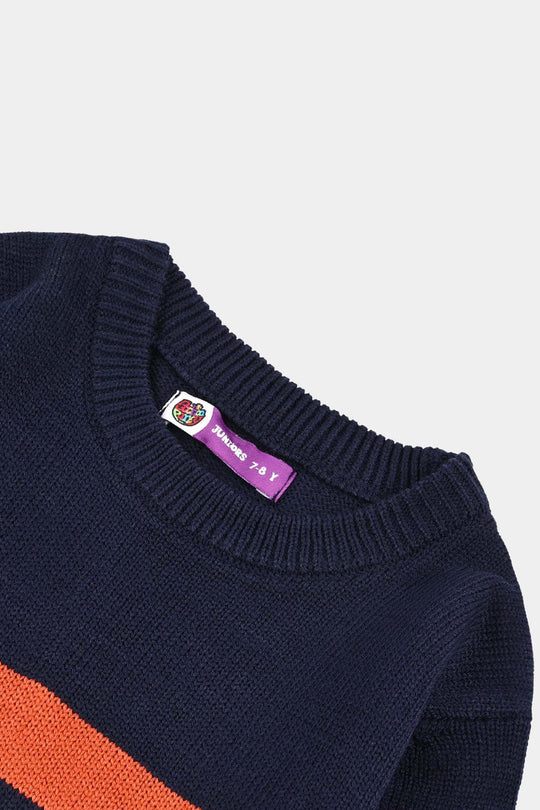 Boys Acrylic Sweater-Marmalade-Rust.Navy
