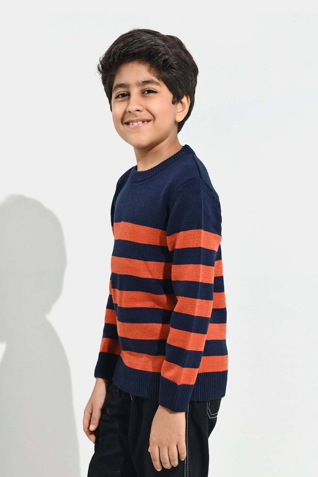 Boys Acrylic Sweater-Marmalade-Rust.Navy