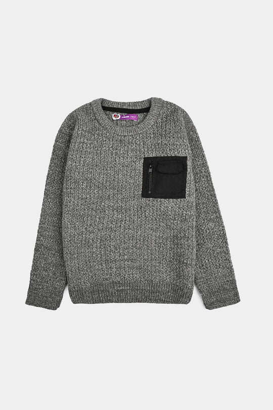 Boys Acrylic Sweater-Rules-GREY