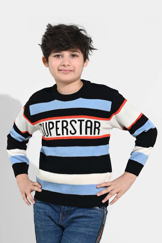 Boys Acrylic Sweater-Superstar-Multi
