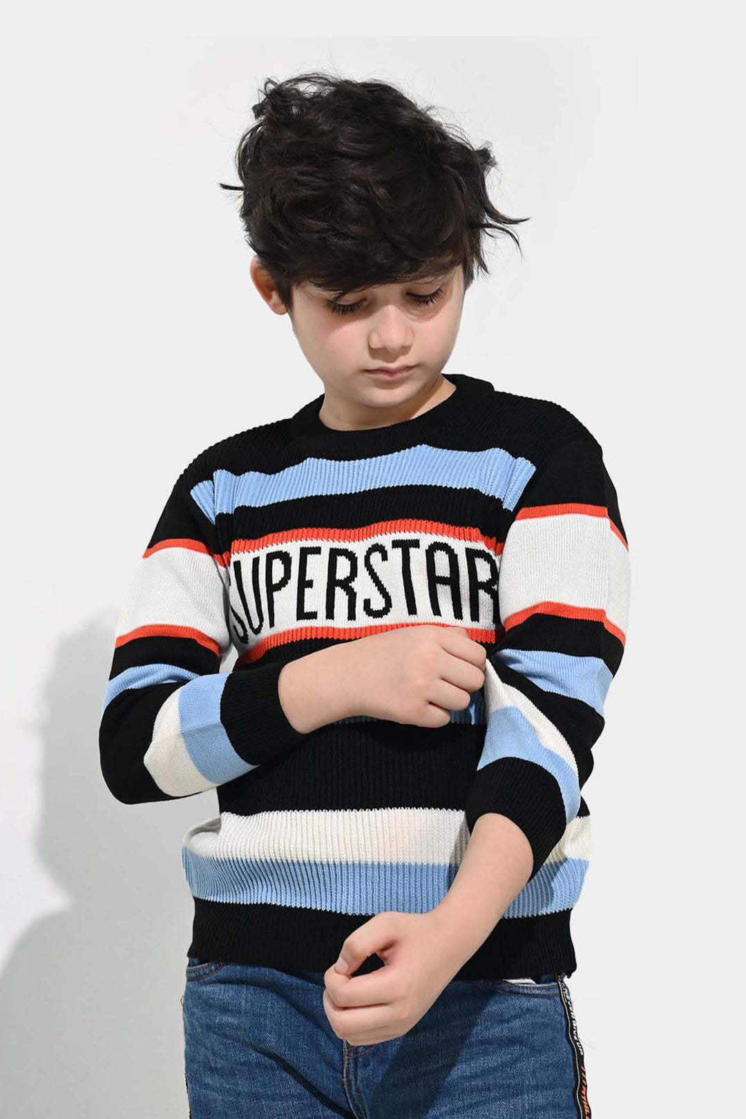 Boys Acrylic Sweater-Superstar-Multi