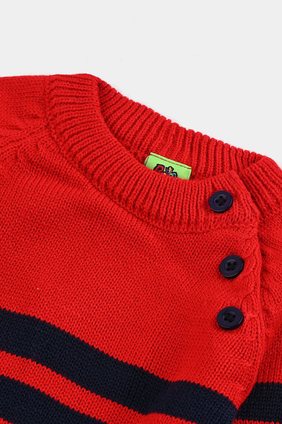 Infant Boys Acrylic Sweater-Navy & Red Stripe