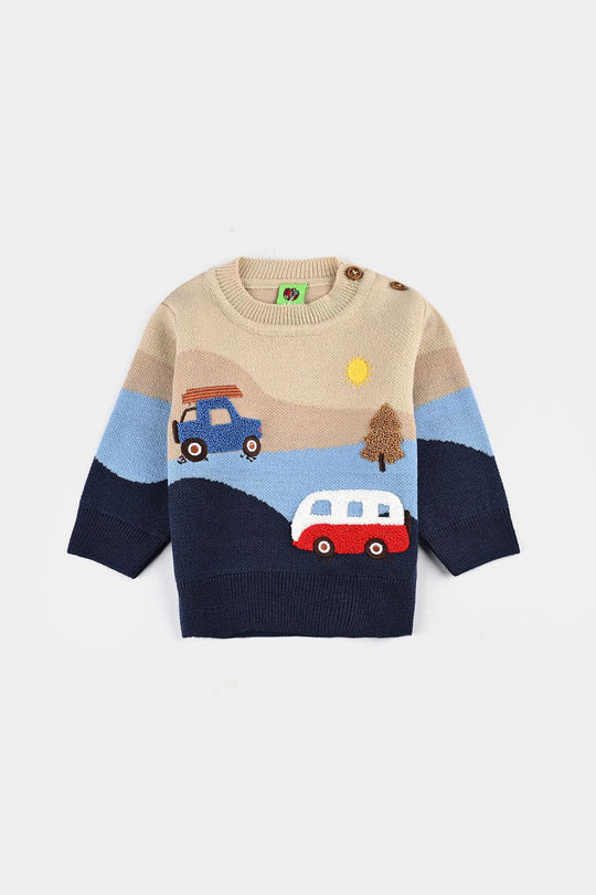 Infant Boys Acrylic Sweater-Adventure-Multi